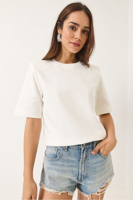 Gepolstertes Rundhals-T-Shirt - Image 2