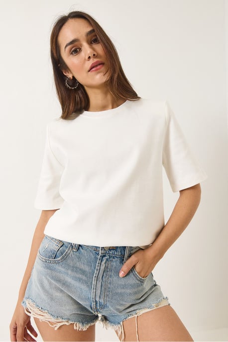 Gepolstertes Rundhals-T-Shirt - Image 5