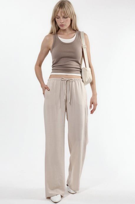 Damen Weitbeinige Gewebte Hosen - Image 4