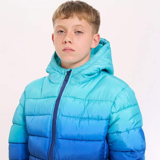 Jungen Steppjacke Kinder Blau-Ozean-Gradient Kapuzen Wärmender Mantel - Image 5