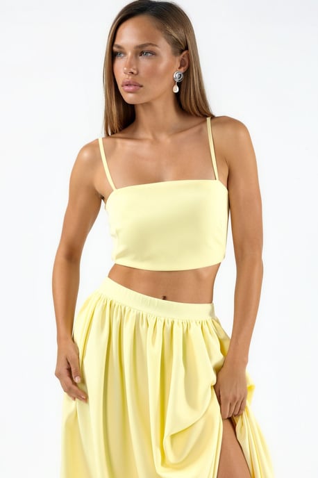 Tailliertes Langrock- und Crop-Top-Zweiteiler-Set mit Taschen - Image 4