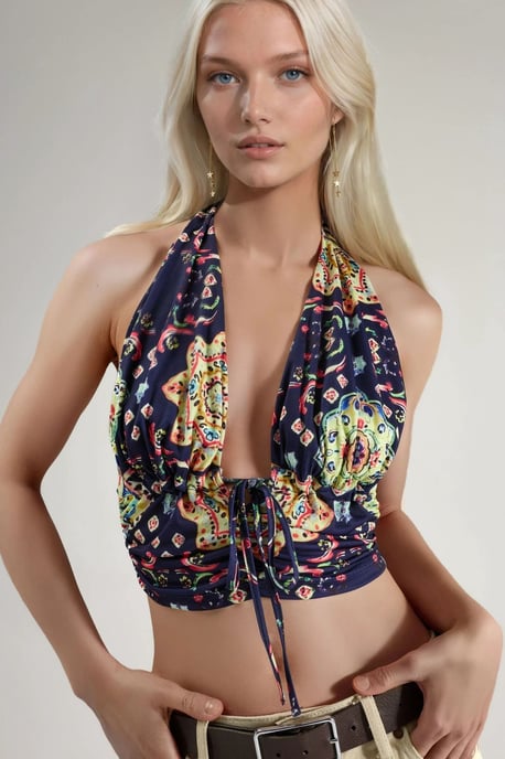 Musteriertes Rüschencrop-Top - Image 1