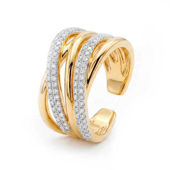 Luxenter-Ring aus brillantem Metall und Zirkonia-Legierung, gefertigt in 18-karat-Gelbgold - Ximara - Image 1