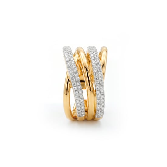 Luxenter-Ring aus brillantem Metall und Zirkonia-Legierung, gefertigt in 18-karat-Gelbgold - Ximara - Image 3