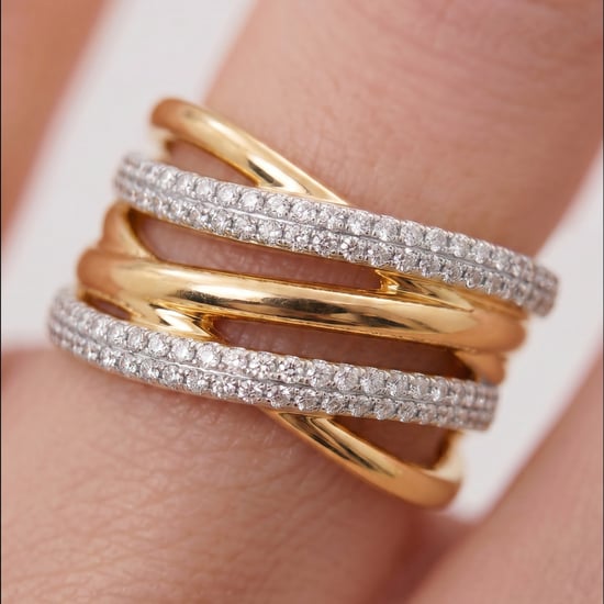 Luxenter-Ring aus brillantem Metall und Zirkonia-Legierung, gefertigt in 18-karat-Gelbgold - Ximara - Image 4