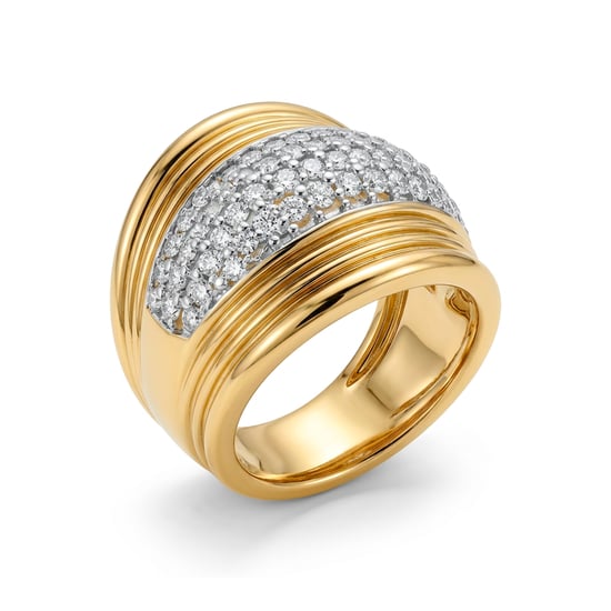 Luxenter Ring mit funkelnden Zirkonia-Steinen, 18 Karat Gelbgold-Finish – Lilfu - Image 1