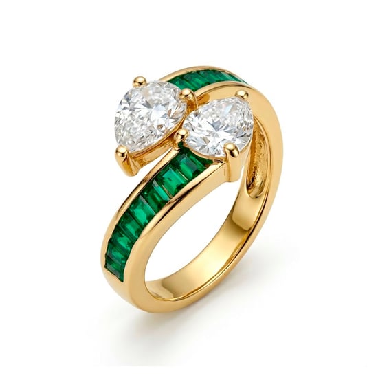 Luxenter Emerald Zirconia Ring in 18 karat Gelbgold - Darbia - Image 1