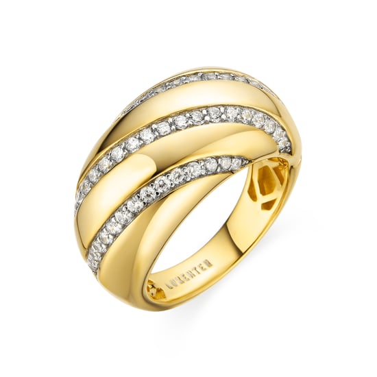Luxenter Ring aus 925er Sterlingsilber mit Zirkonia, in 18 Karat Gold veredelt – Vikai - Image 1