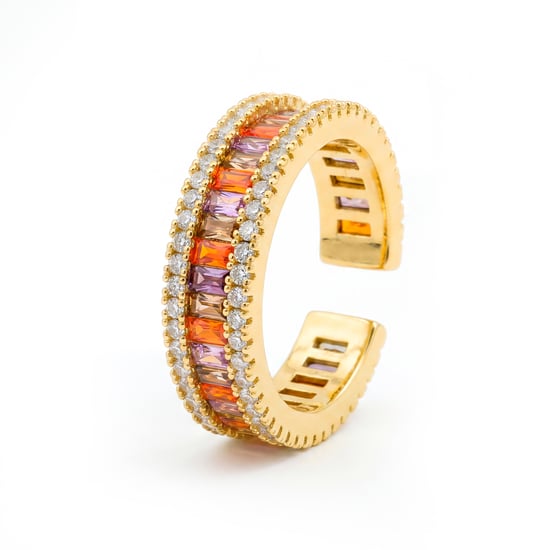 Luxenter-Ring aus Metalllegierung und mehrfarbigem Zirkonia, gefertigt in 18-karat-Gelbgold – Baldlal - Image 1