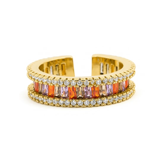 Luxenter-Ring aus Metalllegierung und mehrfarbigem Zirkonia, gefertigt in 18-karat-Gelbgold – Baldlal - Image 6