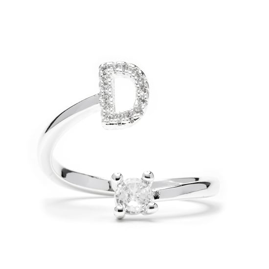 Luxenter-Ring mit brillantem Zirkonia-Silber-Finish – Alphabet - Image 1