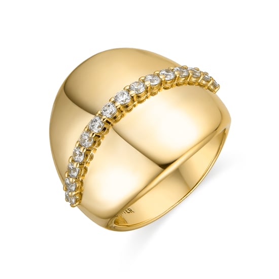 Luxenter Ring aus 925er Sterlingsilber mit funkelnden Zirkonia-Steinen, 18 Karat Gelbgold-Finish – Idel - Image 1