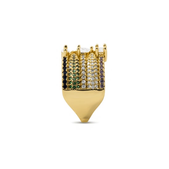 Luxenter-Ring aus Metalllegierung und mehrfarbigem Zirkonia, gefertigt in 18-karat-Gelbgold – Thihsak - Image 3