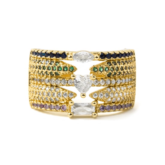 Luxenter-Ring aus Metalllegierung und mehrfarbigem Zirkonia, gefertigt in 18-karat-Gelbgold – Thihsak - Image 6