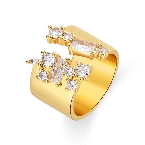 Luxenter-Ring aus brillantem Metall und Zirkonia-Legierung, gefertigt in 18-karat-Gelbgold – Legin - Image 1