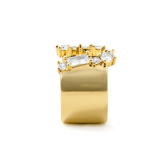 Luxenter-Ring aus brillantem Metall und Zirkonia-Legierung, gefertigt in 18-karat-Gelbgold – Legin - Image 3