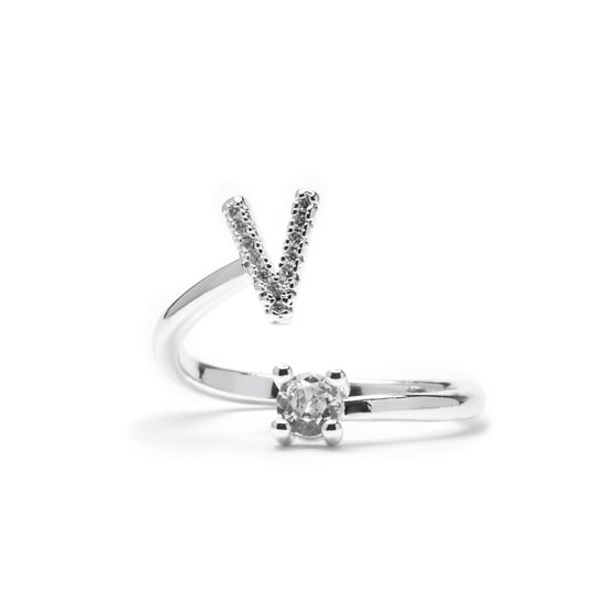 Luxenter-Ring mit brillantem Zirkonia-Silber-Finish – Alphabet - Image 1