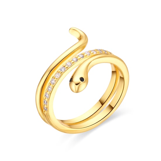 Luxenter Ring mit funkelndem Zirkonia, 18 Karat Gelbgold-Finish – Sasso - Image 1