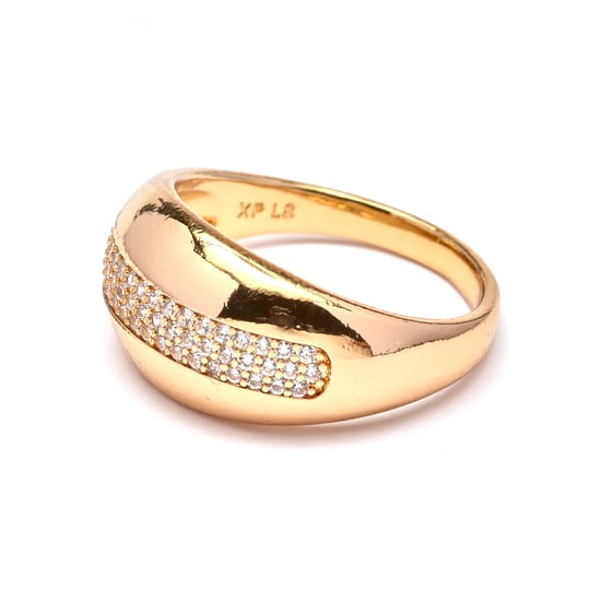 Luxenter Ring mit funkelnden Zirkonia-Steinen, 18 Karat Gelbgold-Finish – Glibal - Image 1