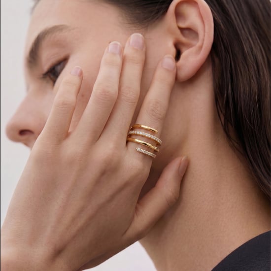 Luxenter-Ring aus brillantem Metall und Zirkonia-Legierung, gefertigt in 18-karat-Gelbgold - Isda - Image 2
