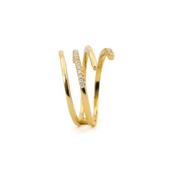 Luxenter-Ring aus brillantem Metall und Zirkonia-Legierung, gefertigt in 18-karat-Gelbgold - Isda - Image 3