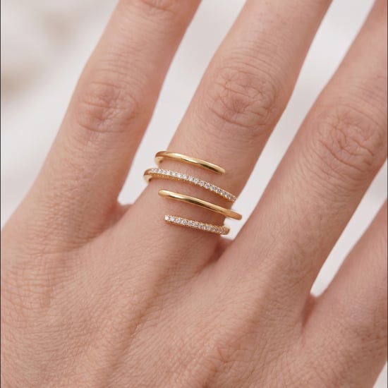 Luxenter-Ring aus brillantem Metall und Zirkonia-Legierung, gefertigt in 18-karat-Gelbgold - Isda - Image 5