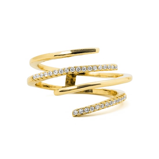Luxenter-Ring aus brillantem Metall und Zirkonia-Legierung, gefertigt in 18-karat-Gelbgold - Isda - Image 6