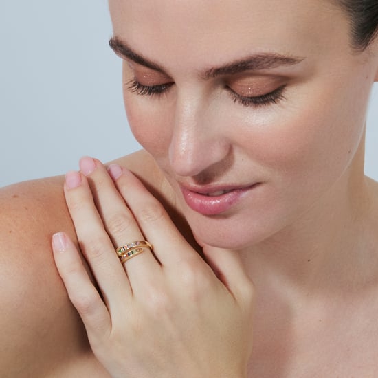 Luxenter-Ring aus Metalllegierung und mehrfarbigem Zirkonia, gefertigt in 18-karat-Gelbgold – Hagor - Image 5