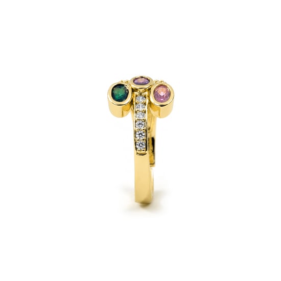 Luxenter-Ring aus Metalllegierung und mehrfarbigem Zirkonia gefertigt in 18-karat-Gelbgold – Folant - Image 3