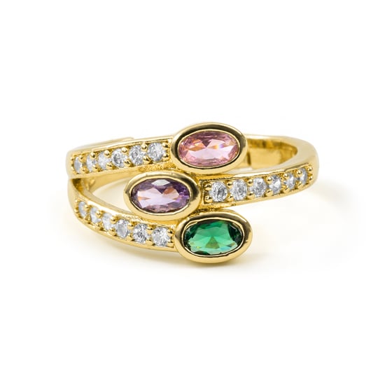 Luxenter-Ring aus Metalllegierung und mehrfarbigem Zirkonia gefertigt in 18-karat-Gelbgold – Folant - Image 6