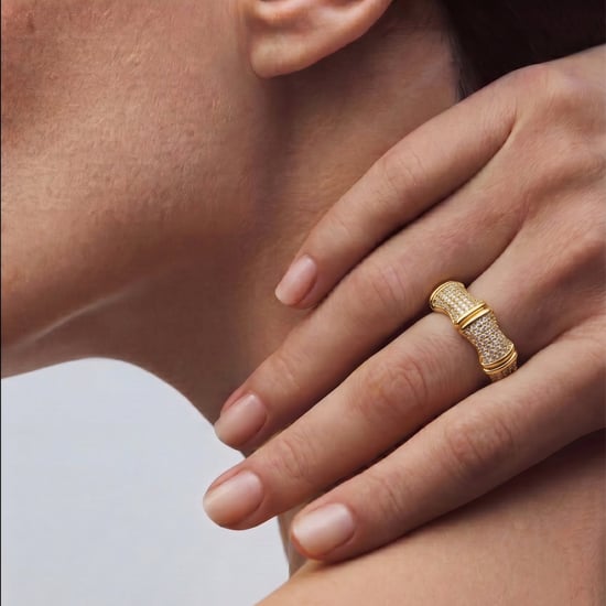 Luxenter-Ring aus brillantem Metall und Zirkonia-Legierung, gefertigt in 18-karat-Gelbgold - Rechi - Image 2
