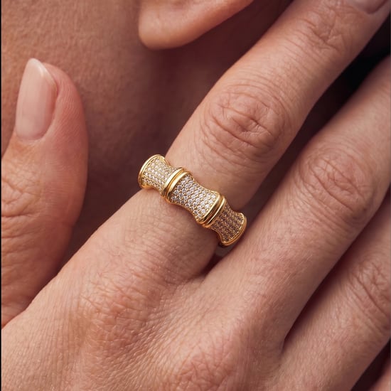 Luxenter-Ring aus brillantem Metall und Zirkonia-Legierung, gefertigt in 18-karat-Gelbgold - Rechi - Image 4