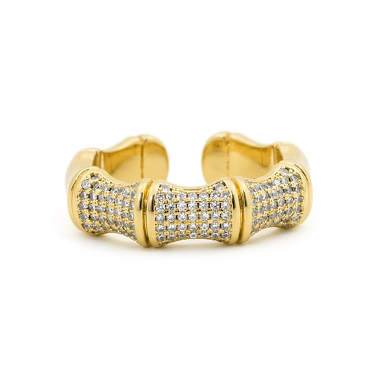 Luxenter-Ring aus brillantem Metall und Zirkonia-Legierung, gefertigt in 18-karat-Gelbgold - Rechi - Image 6