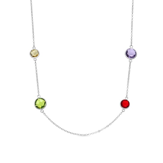 Luxenter-Halskette aus mehrfarbigem Metall und Zirkonia-Legierung, veredelt mit Rhodium – Dowka - Image 1