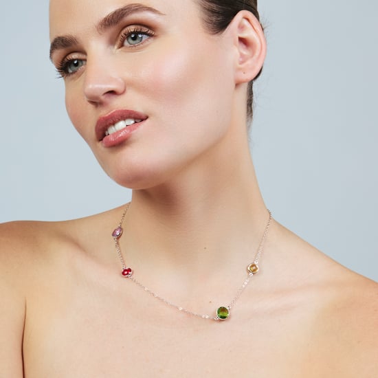 Luxenter-Halskette aus mehrfarbigem Metall und Zirkonia-Legierung, veredelt mit Rhodium – Dowka - Image 2