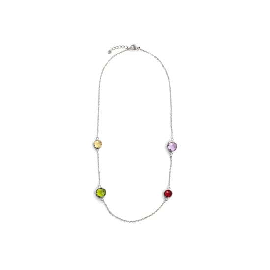 Luxenter-Halskette aus mehrfarbigem Metall und Zirkonia-Legierung, veredelt mit Rhodium – Dowka - Image 3