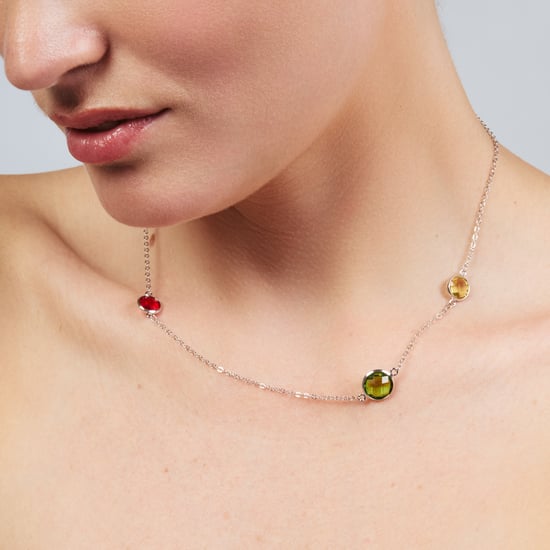 Luxenter-Halskette aus mehrfarbigem Metall und Zirkonia-Legierung, veredelt mit Rhodium – Dowka - Image 4