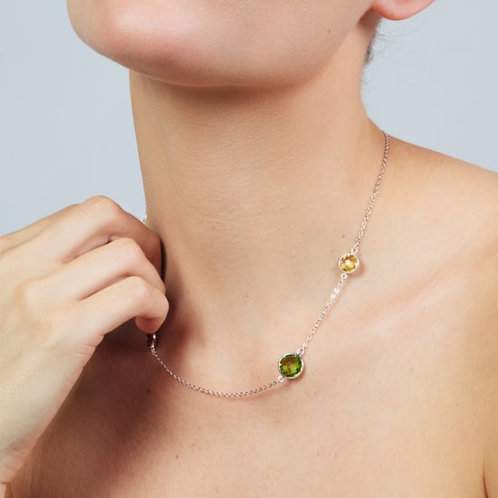 Luxenter-Halskette aus mehrfarbigem Metall und Zirkonia-Legierung, veredelt mit Rhodium – Dowka - Image 5