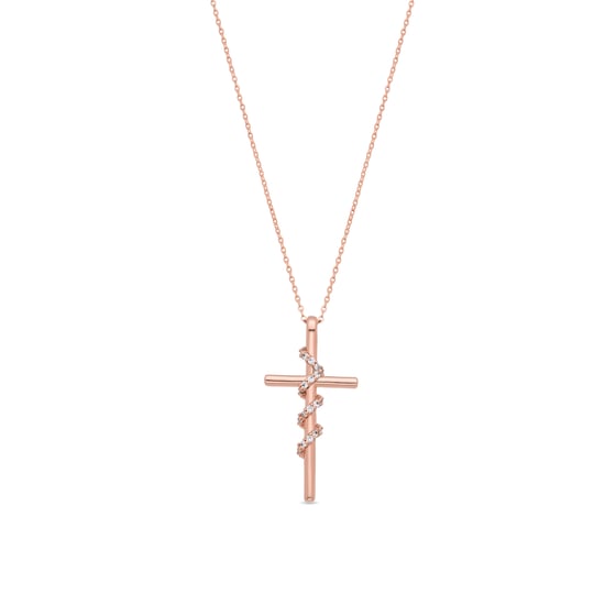 Luxenter-Halskette aus brillantem Metall und Zirkonia-Legierung, verarbeitet in 18-karat-Roségold – Cruz - Image 1