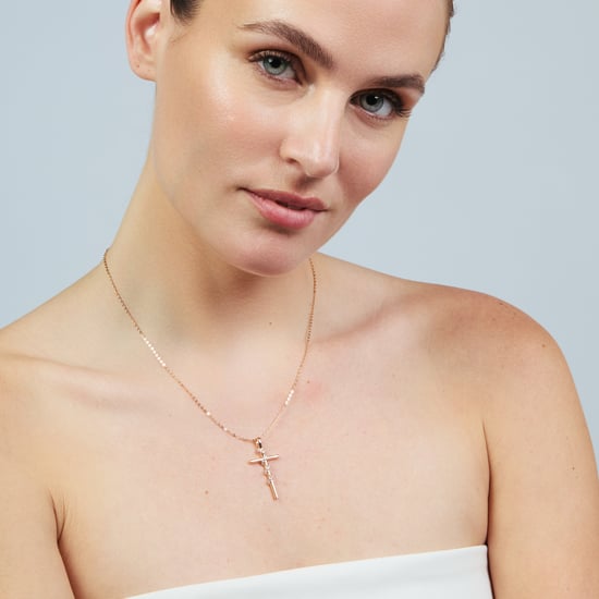 Luxenter-Halskette aus brillantem Metall und Zirkonia-Legierung, verarbeitet in 18-karat-Roségold – Cruz - Image 2