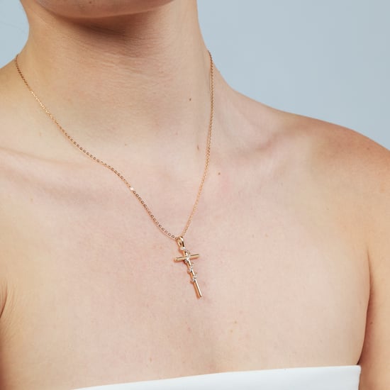Luxenter-Halskette aus brillantem Metall und Zirkonia-Legierung, verarbeitet in 18-karat-Roségold – Cruz - Image 4