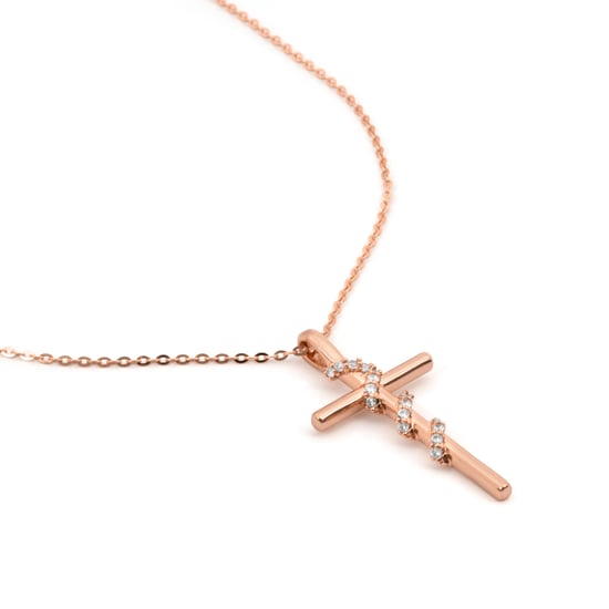 Luxenter-Halskette aus brillantem Metall und Zirkonia-Legierung, verarbeitet in 18-karat-Roségold – Cruz - Image 6