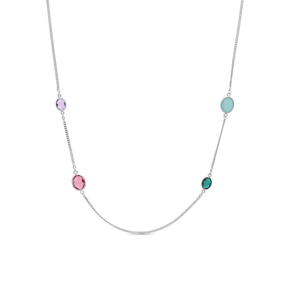Luxenter mehrfarbige Zirkonia-Halskette in Rhodium – Nodiya - Image 1
