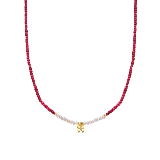 Luxenter 925 Sterlingsilber-weiße Perlenkette mit 18-Karat-Gelbgold – Sortiment - Image 1