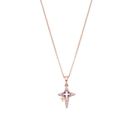 Luxenter-Halskette aus brillantem Metall und Zirkonia-Legierung, gefertigt in 18-karat-Roségold – Kailial - Image 1