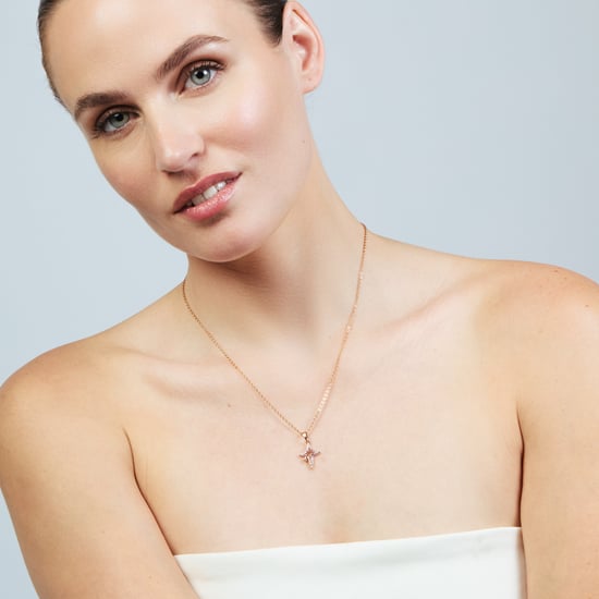 Luxenter-Halskette aus brillantem Metall und Zirkonia-Legierung, gefertigt in 18-karat-Roségold – Kailial - Image 2