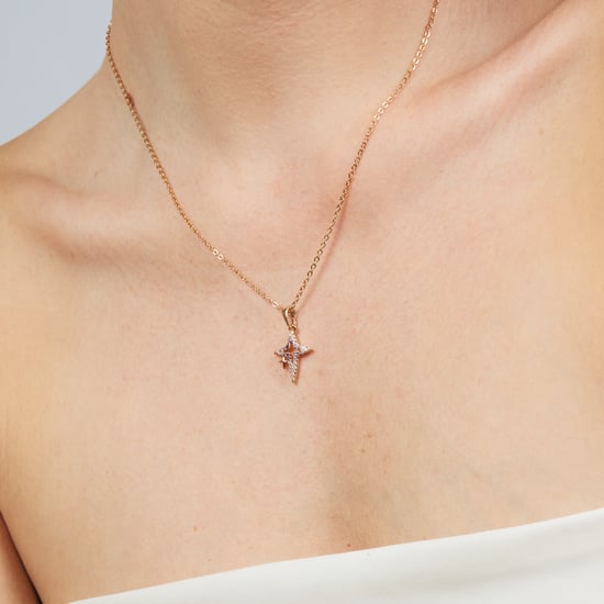 Luxenter-Halskette aus brillantem Metall und Zirkonia-Legierung, gefertigt in 18-karat-Roségold – Kailial - Image 4
