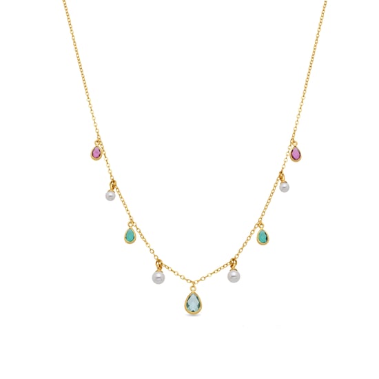 Luxenter-Halskette aus Metalllegierung und weißer Perle, abgeschlossen mit 18-karat-Roségold – Cainhtsi - Image 1