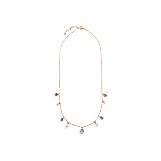 Luxenter-Halskette aus Metalllegierung und weißer Perle, abgeschlossen mit 18-karat-Roségold – Cainhtsi - Image 3
