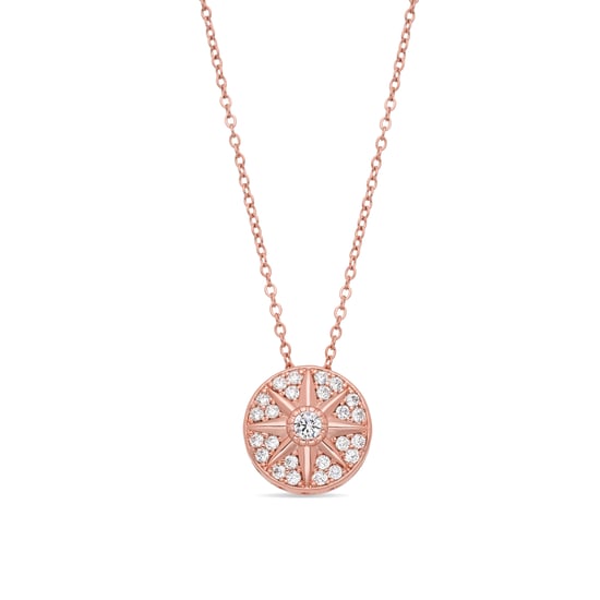 Luxenter-Halskette aus brillantem Metall und Zirkonia-Legierung, abgeschlossen in 18-karat-Roségold – Fredry - Image 1